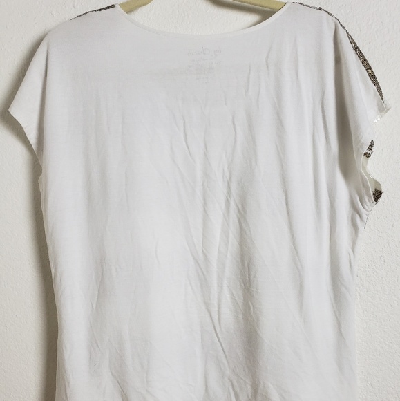 Chico's White with Gold Seed Beading Top - Picture 2 of 5